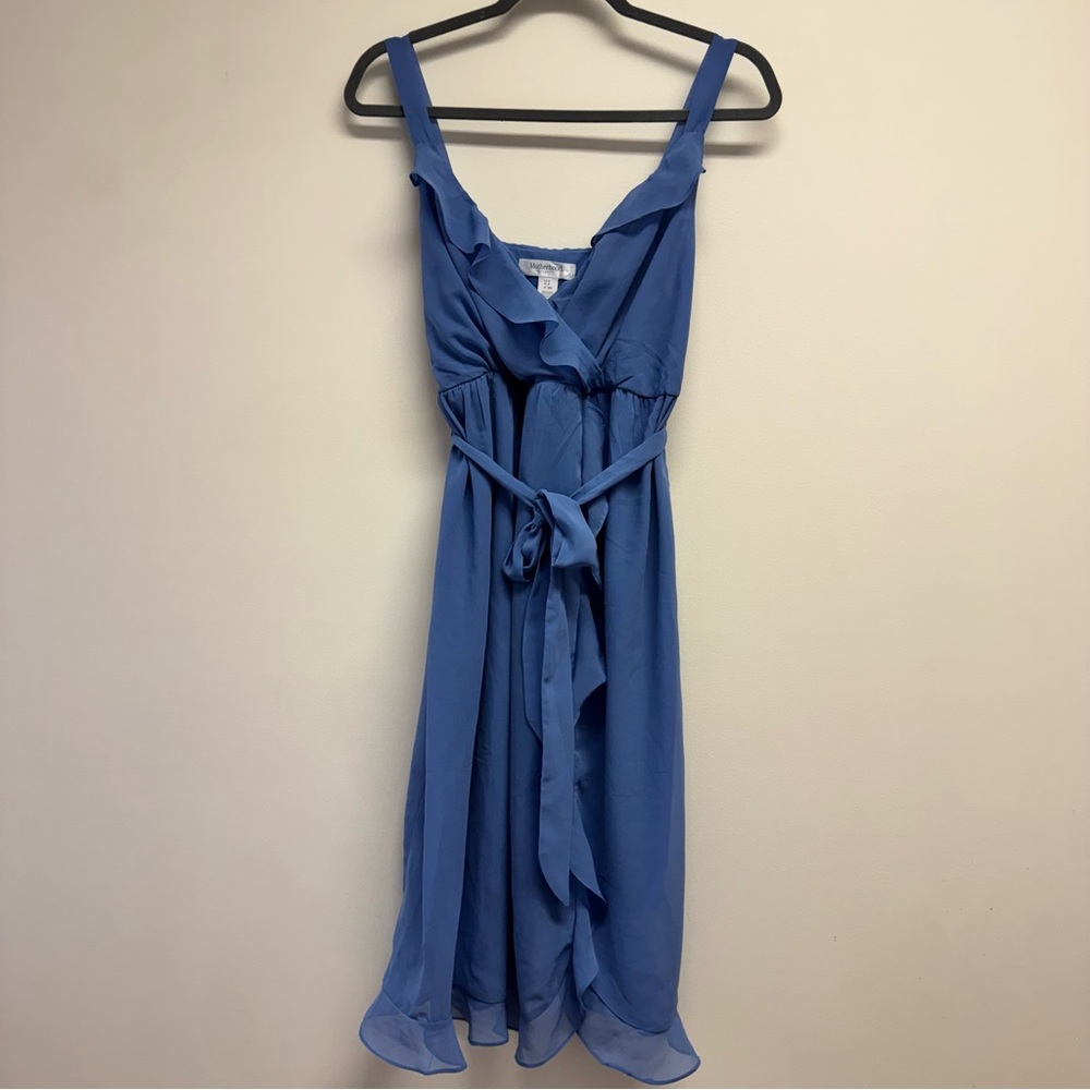 Motherhood Maternity Blue Ruffle Midi Dress